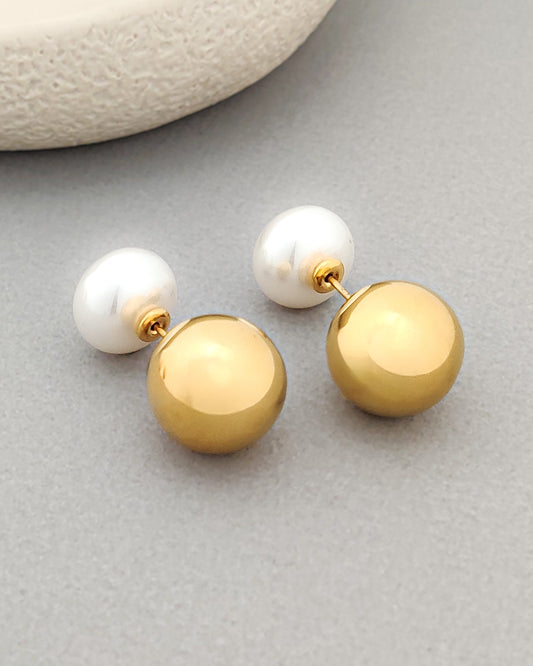 Pearl & Gold Studs Earrings