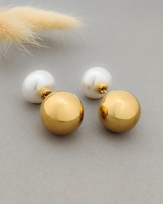 Pearl & Gold Studs Earrings