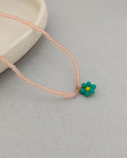 Peach Flower Bead Necklace