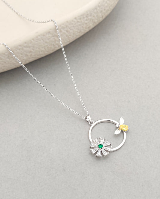 Bee and flower Ring Necklace