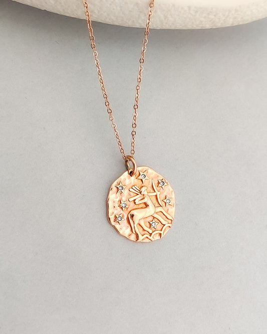 French Zodiac Coin Necklace (Sagittarius)