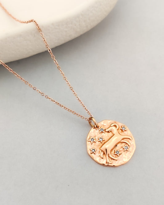 French Zodiac Coin Necklace (Aries)