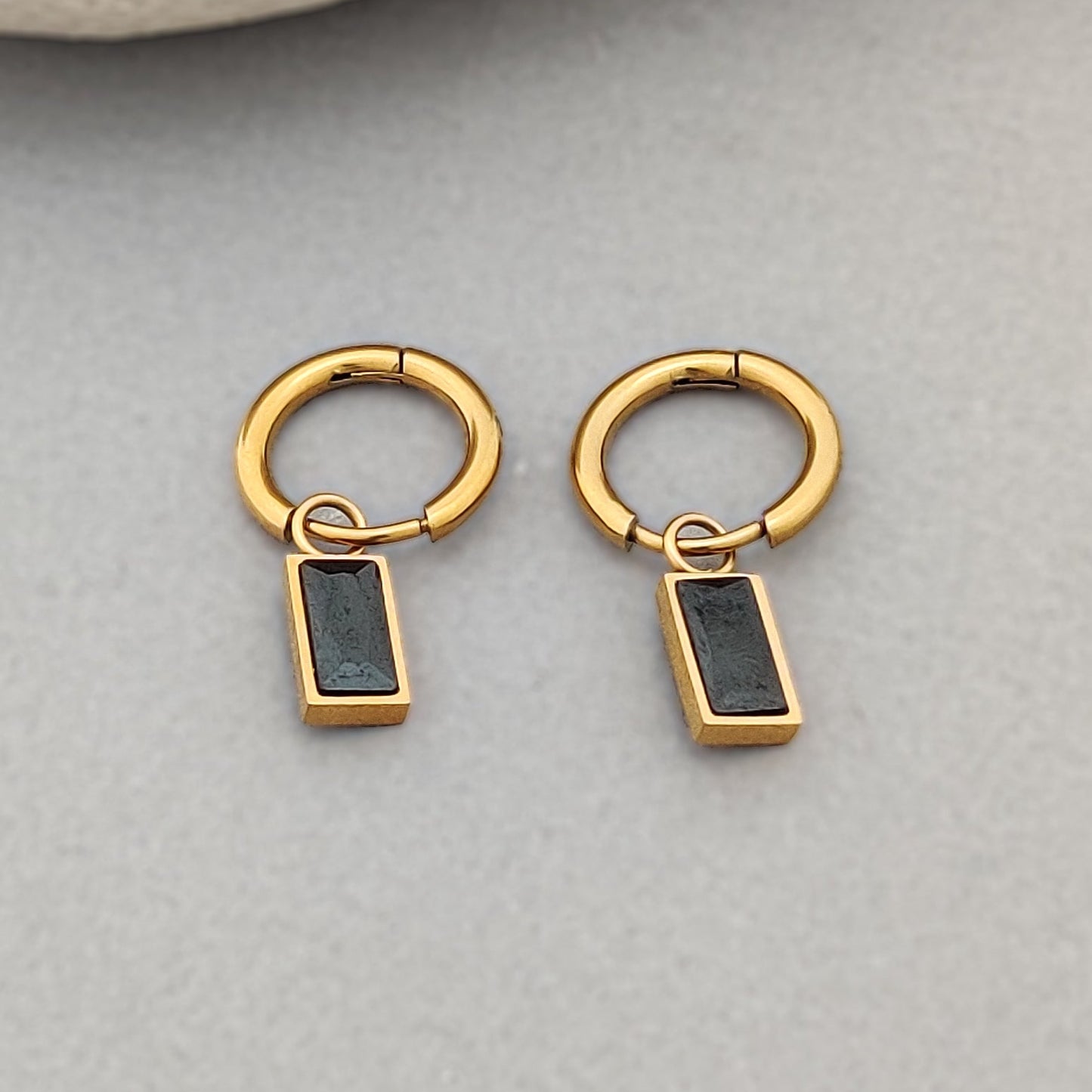 Macie Black Drop Hoops