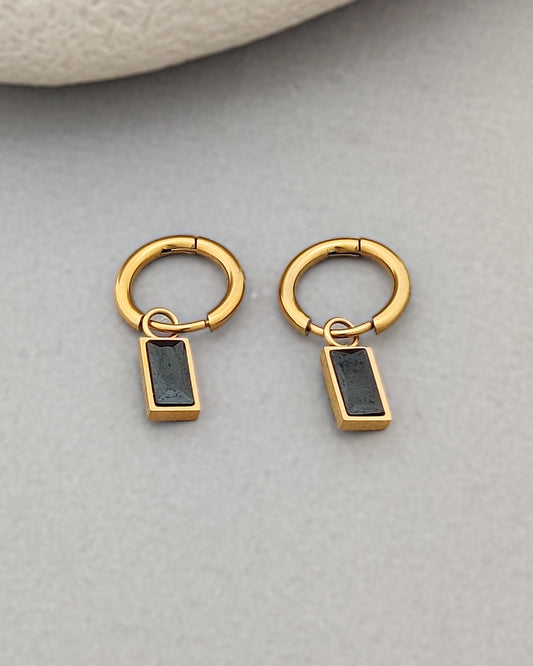 Macie Black Drop Hoops