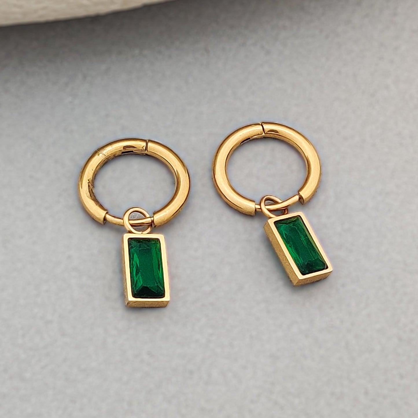 Macie Emerald Drop Hoops
