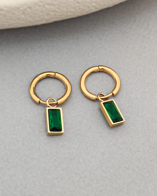 Macie Emerald Drop Hoops