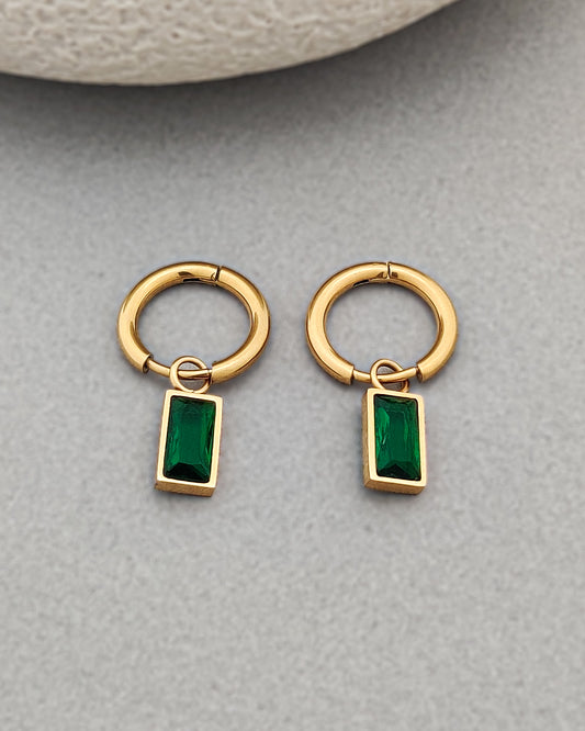 Macie Emerald Drop Hoops