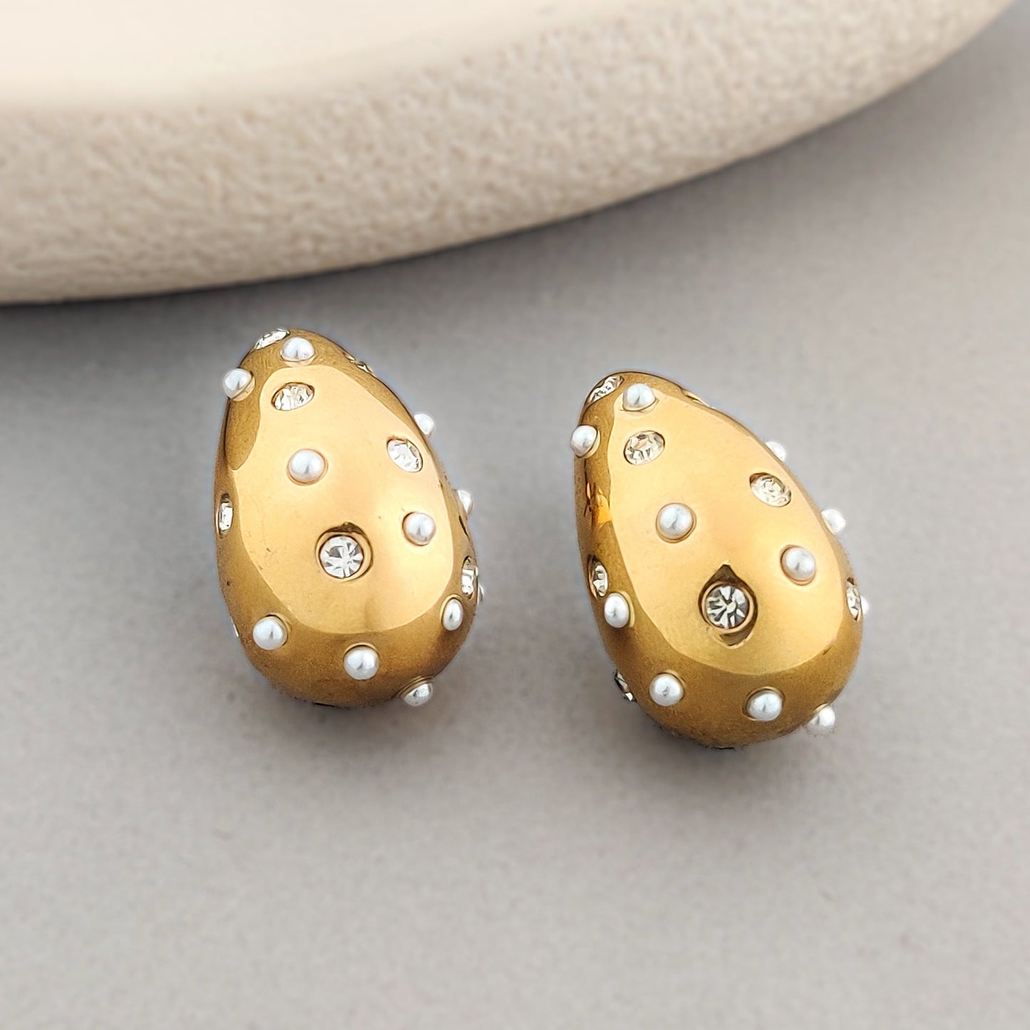 Studded Tear Drop Earrings