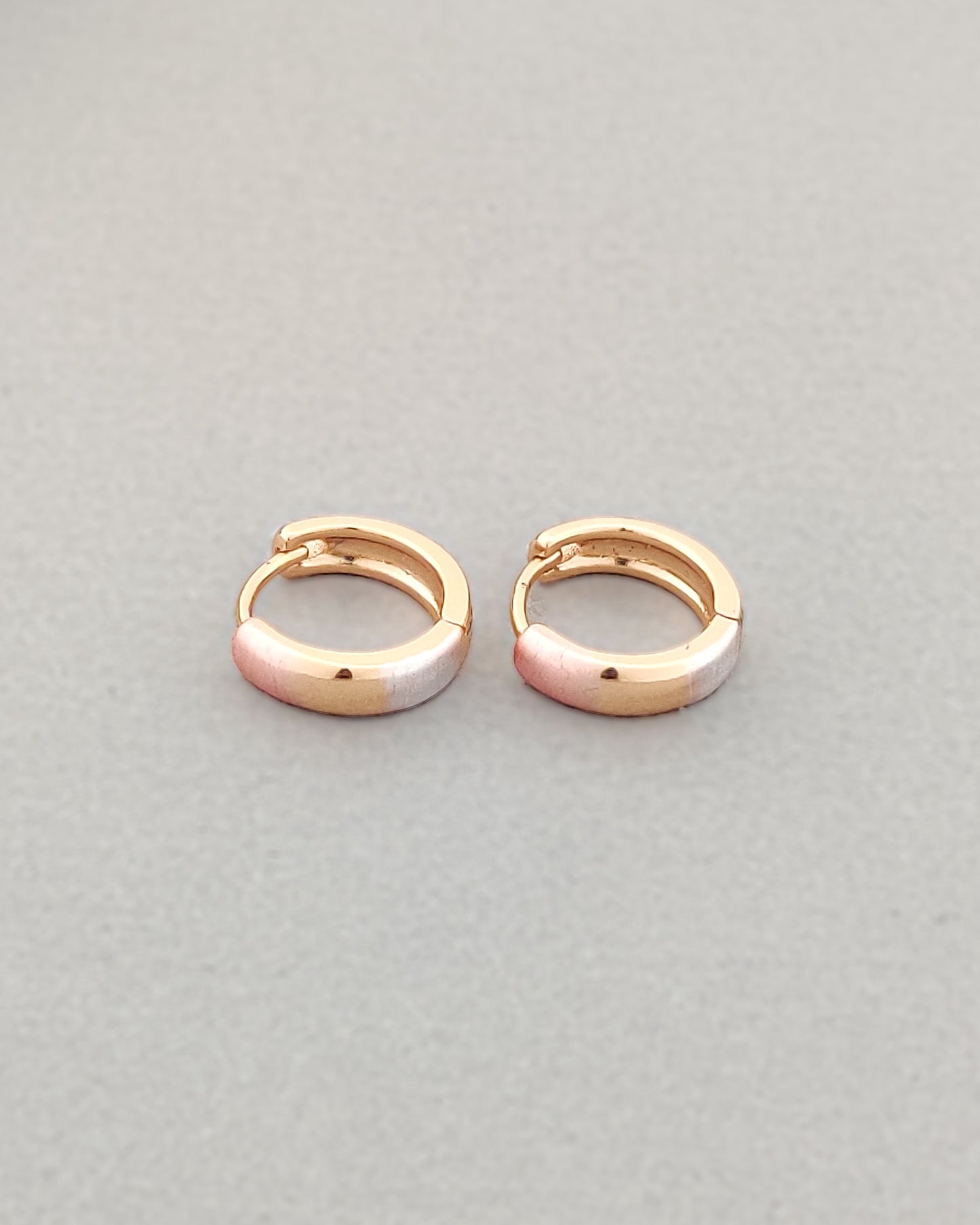 Three Tone Huggie Hoops