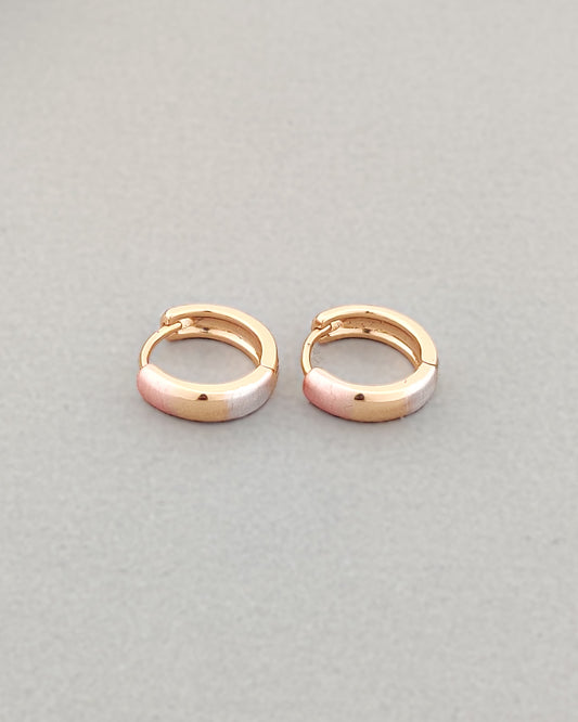 Three Tone Huggie Hoops