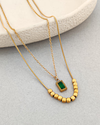Emerald Glow Layered Necklace