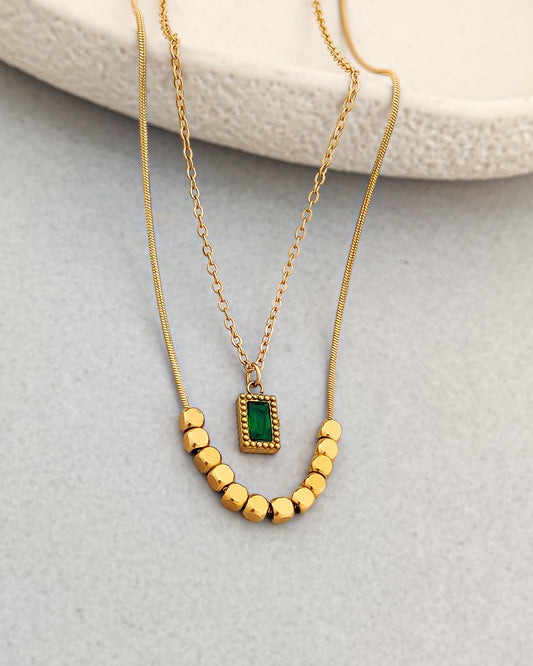 Emerald Glow Layered Necklace