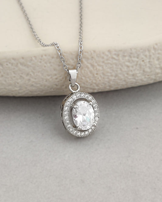 Samanda Solitaire Necklace(Silver)