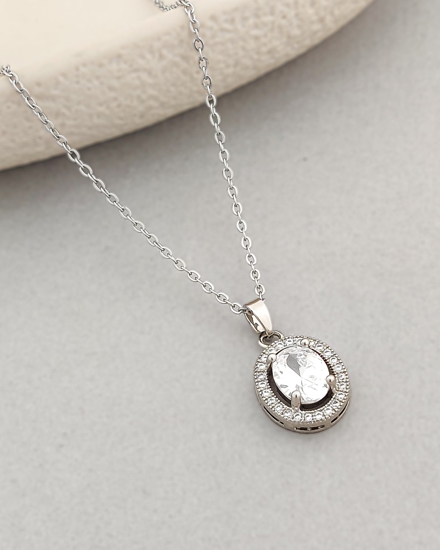 Samanda Solitaire Necklace(Silver)