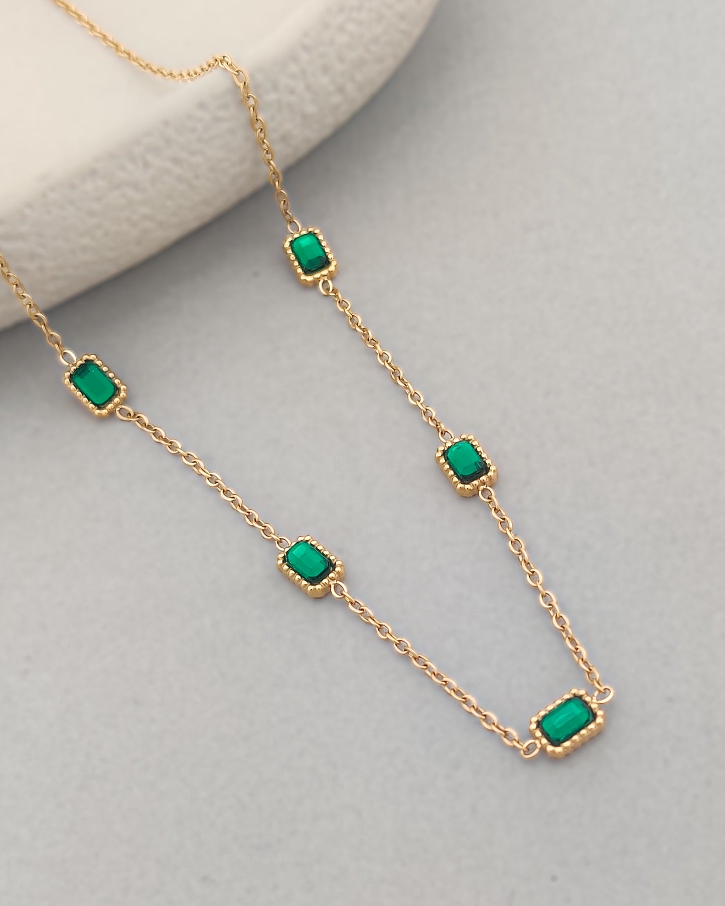 Emerald Baguette Necklace