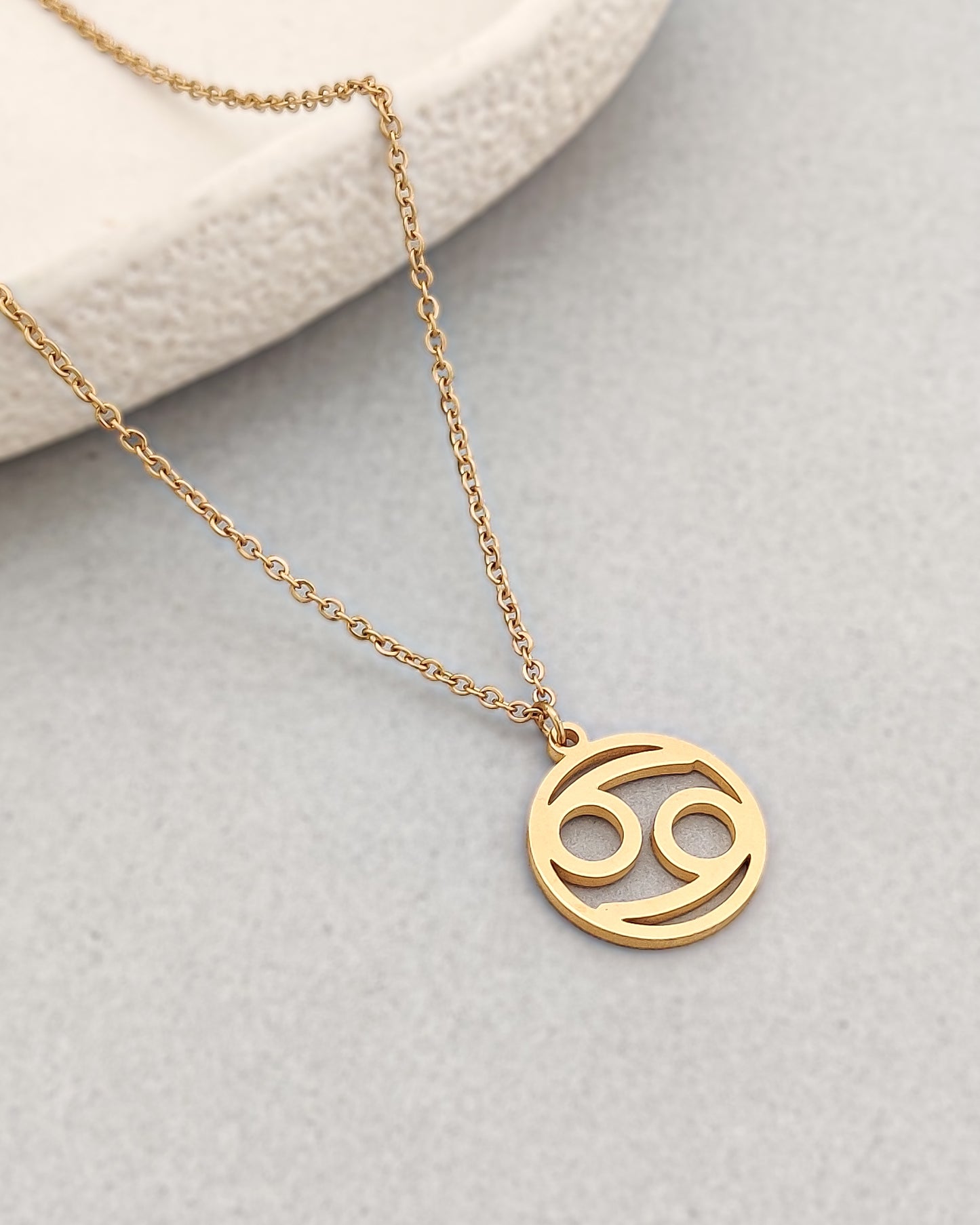 Gold Zodiac Necklace (Cancer)