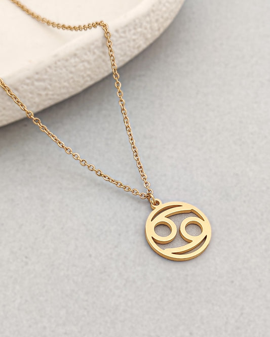Gold Zodiac Necklace (Cancer)