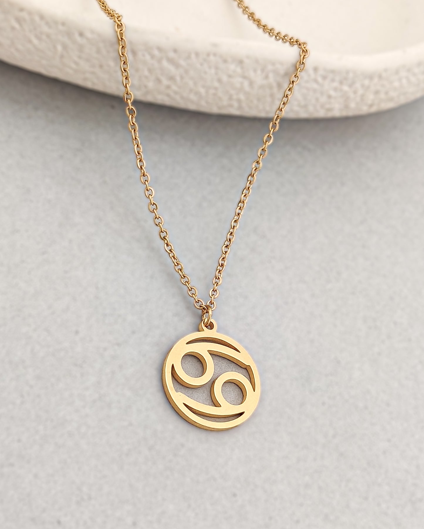 Gold Zodiac Necklace (Cancer)
