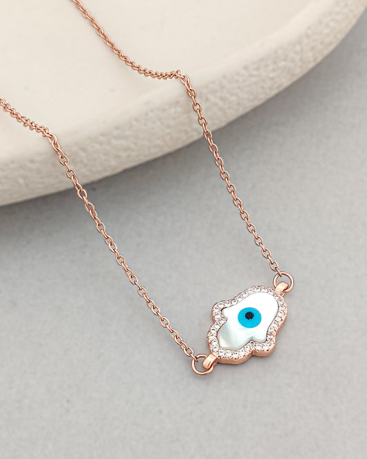White Hamsa Necklace