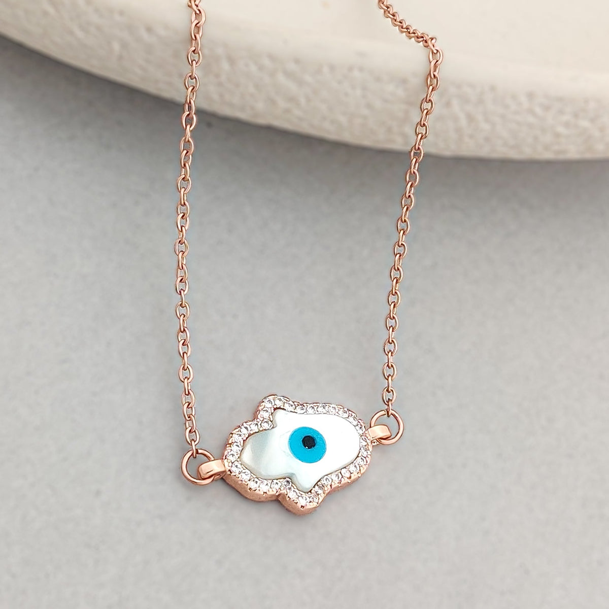 White Hamsa Necklace