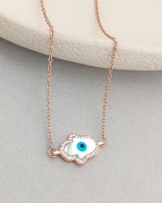 White Hamsa Necklace
