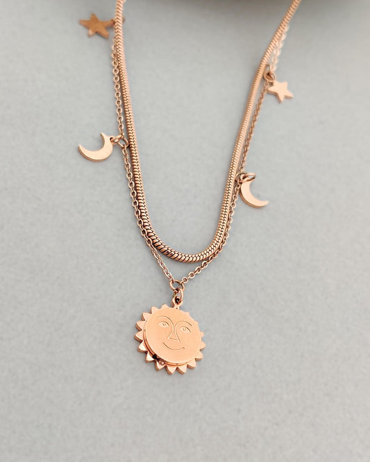 Galaxy charm Layered Necklace