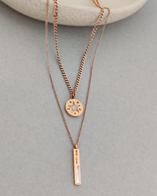 Star Coin and Bar Layered Necklace