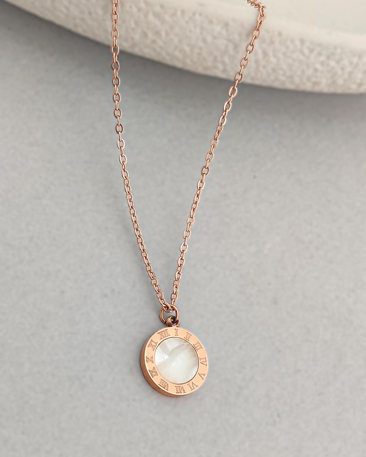 White Roman Coin Necklace