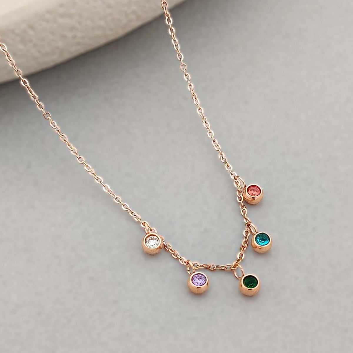 Shea Multi Crystal Necklace (Rose gold)
