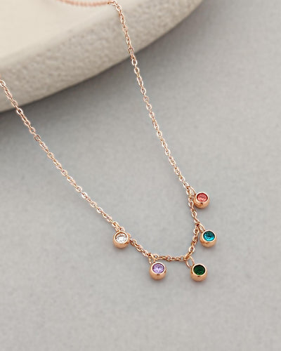 Shea Multi Crystal Necklace (Rose gold)