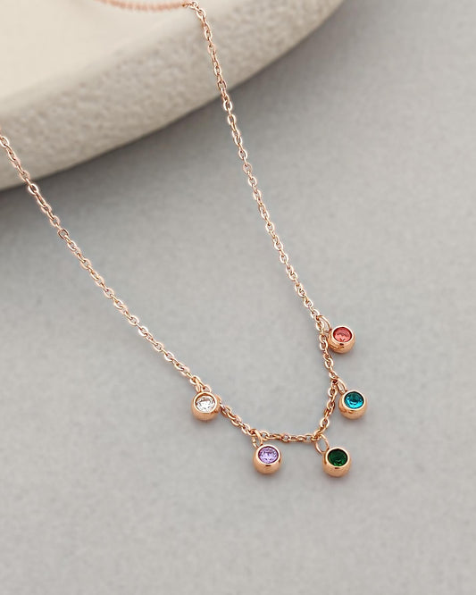 Shea Multi Crystal Necklace (Rose gold)