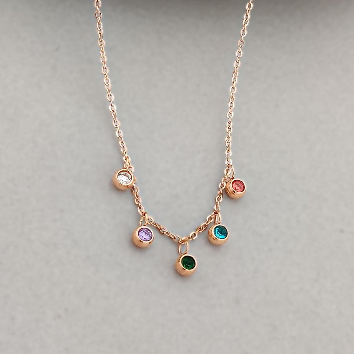 Shea Multi Crystal Necklace (Rose gold)