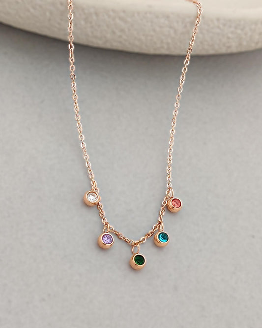 Shea Multi Crystal Necklace (Rose gold)
