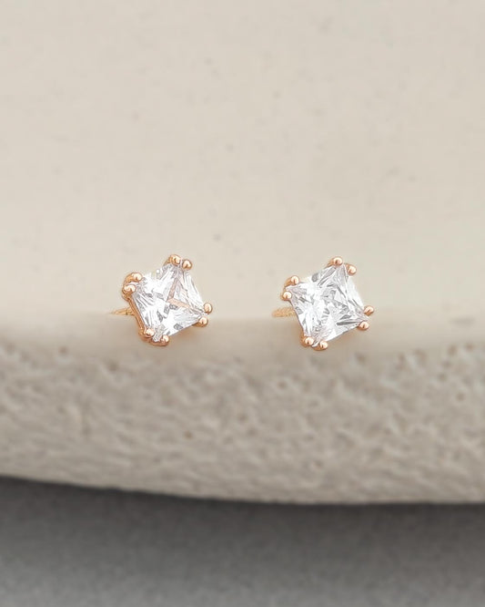 Square Solitaire Earrings