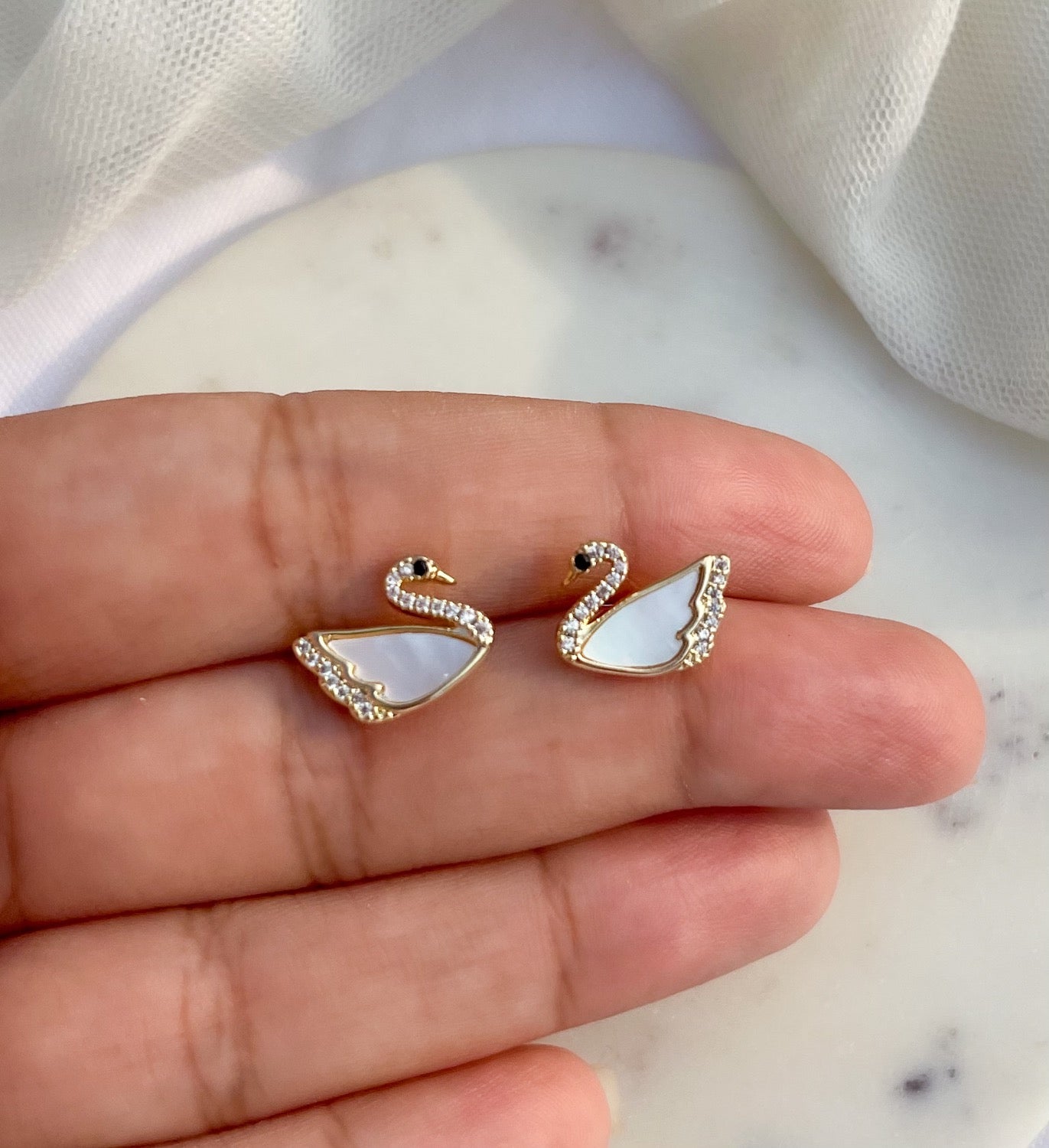 White Swan Earrings