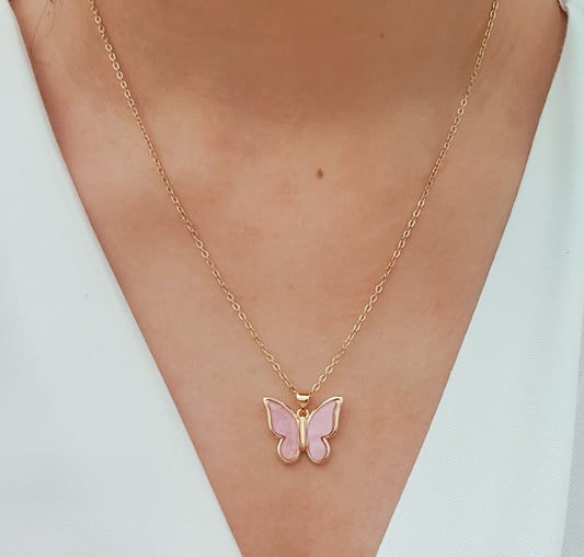 Bella Pink Butterfly Necklace
