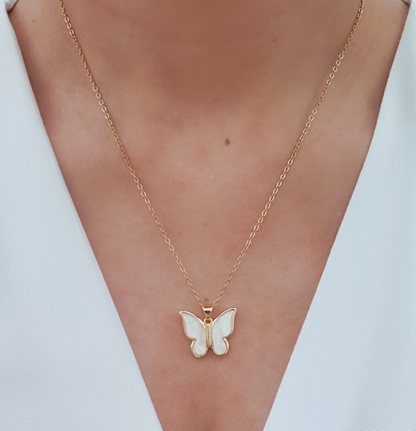 Bella White Butterfly Necklace
