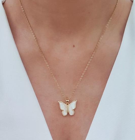 Bella White Butterfly Necklace
