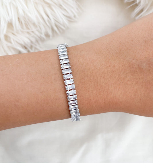 Cleo Crystal Tennis Bracelet (Silver)
