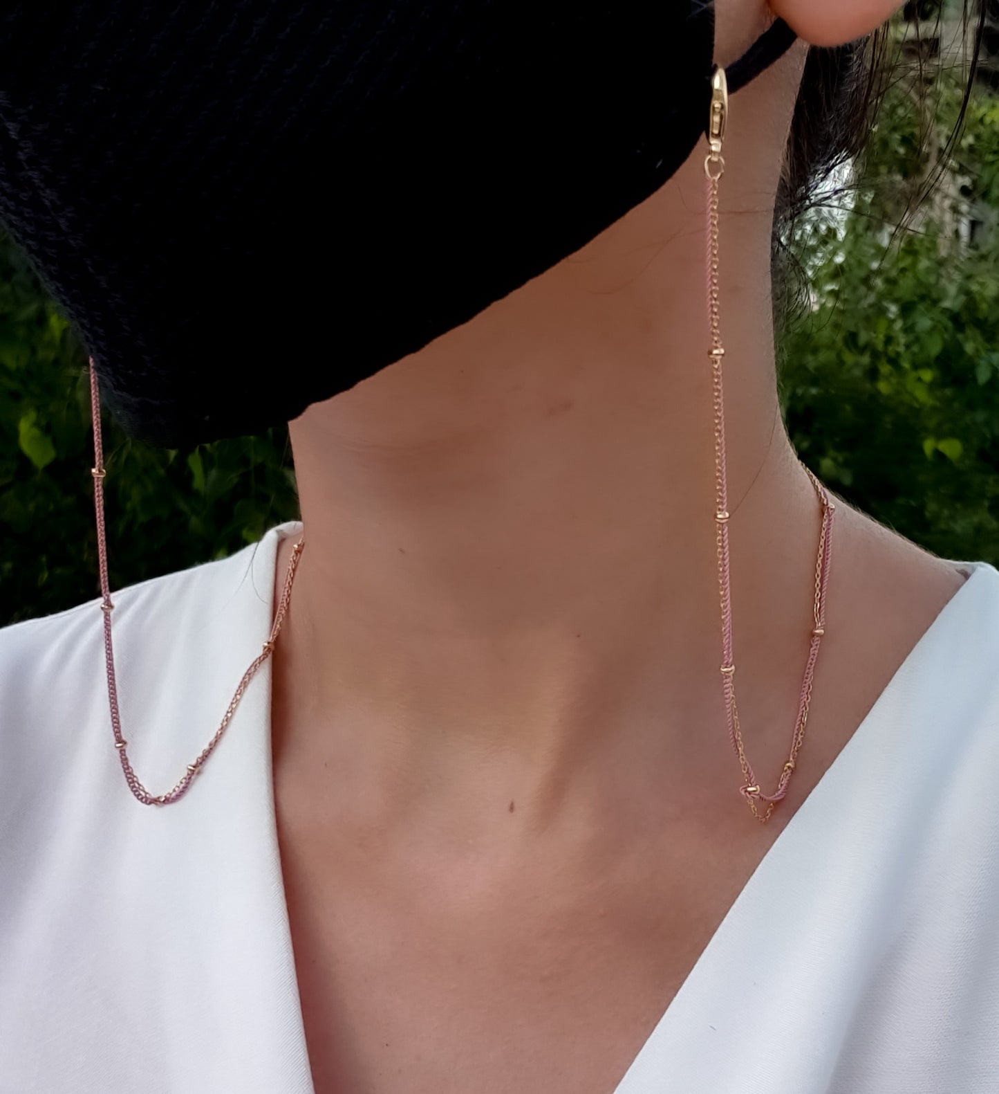 Dainty Pink Mask Chain