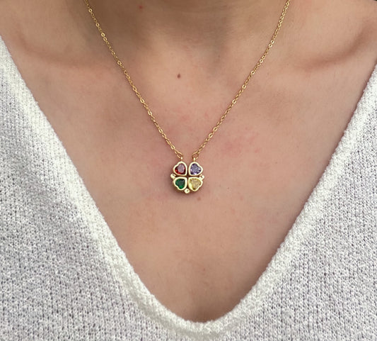 2in1 Rainbow Heart Necklace (Gold)