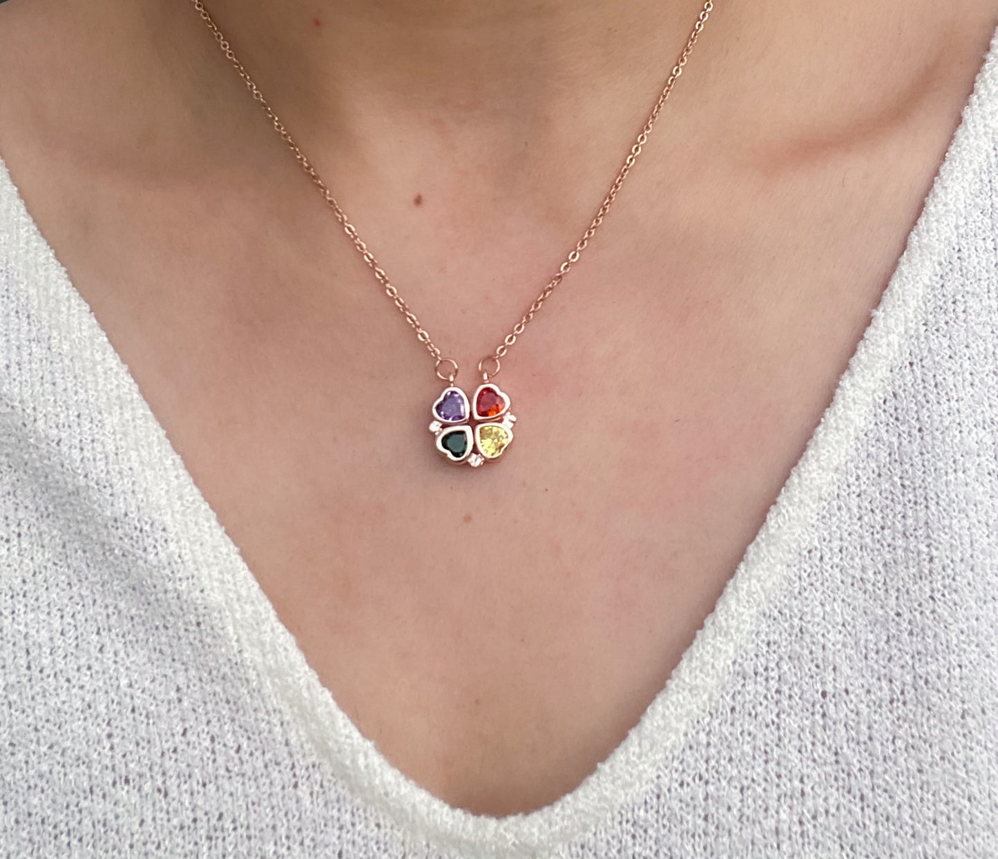 2in1 Rainbow Heart Necklace (Rose Gold)