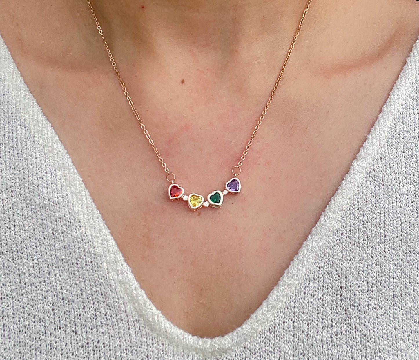 2in1 Rainbow Heart Necklace (Rose Gold)