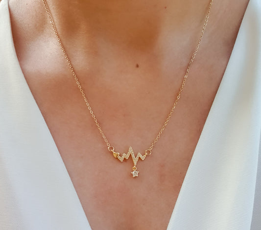 Golden HeartBeat Necklace