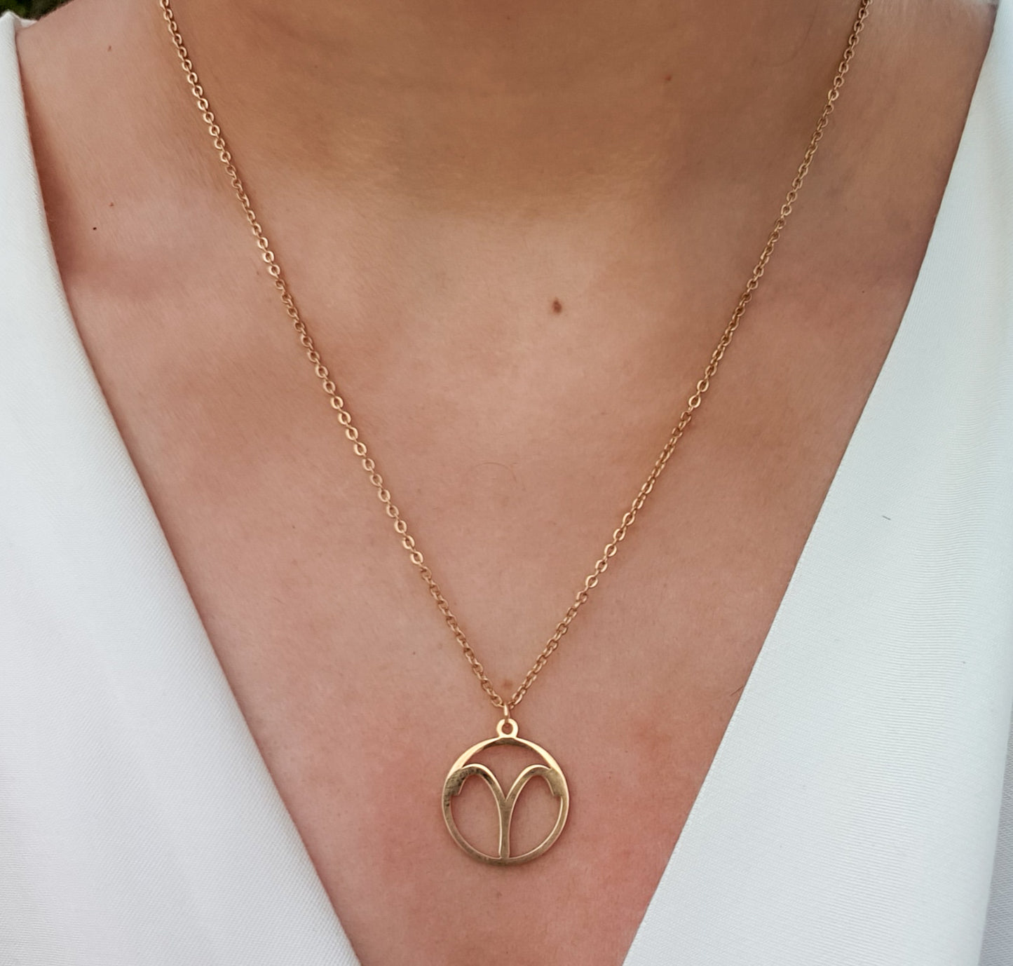 Gold Zodiac Necklace (Aries)