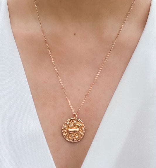 French Zodiac Coin Necklace (Aries)