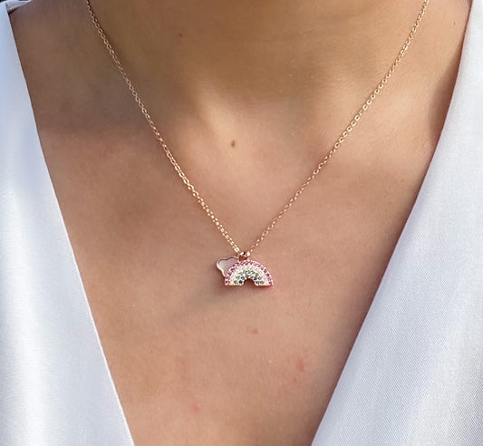 Crystal Rainbow Necklace (Rose gold)