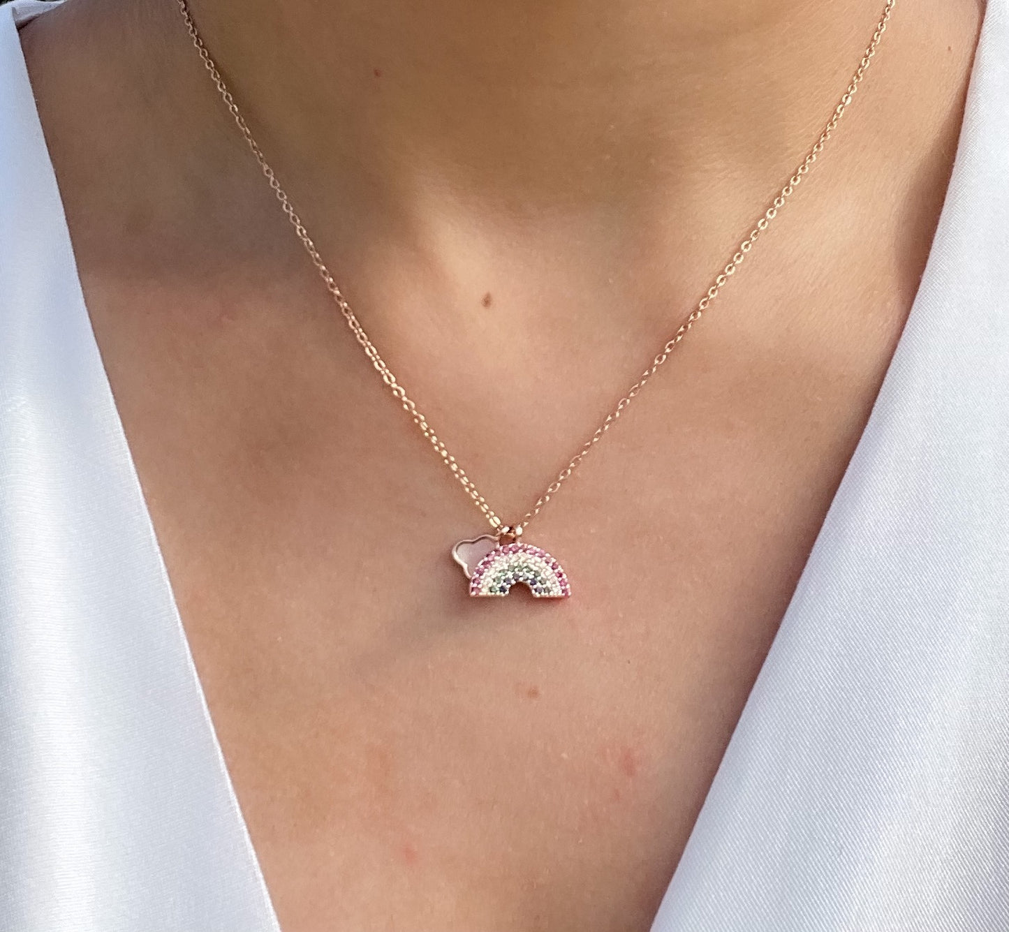 Crystal Rainbow Necklace (Rose gold)