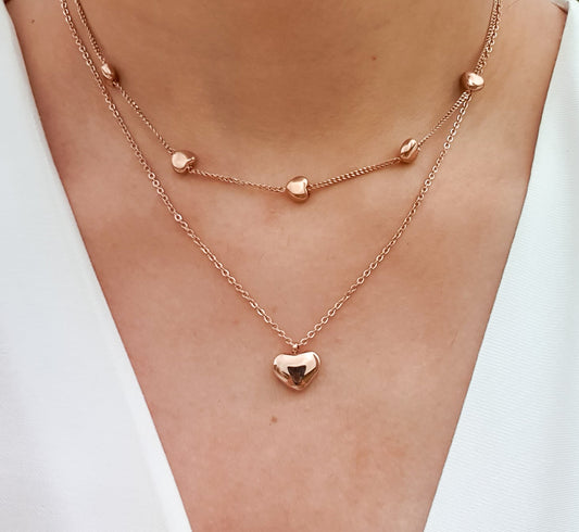 Heart Drop Layered Necklace