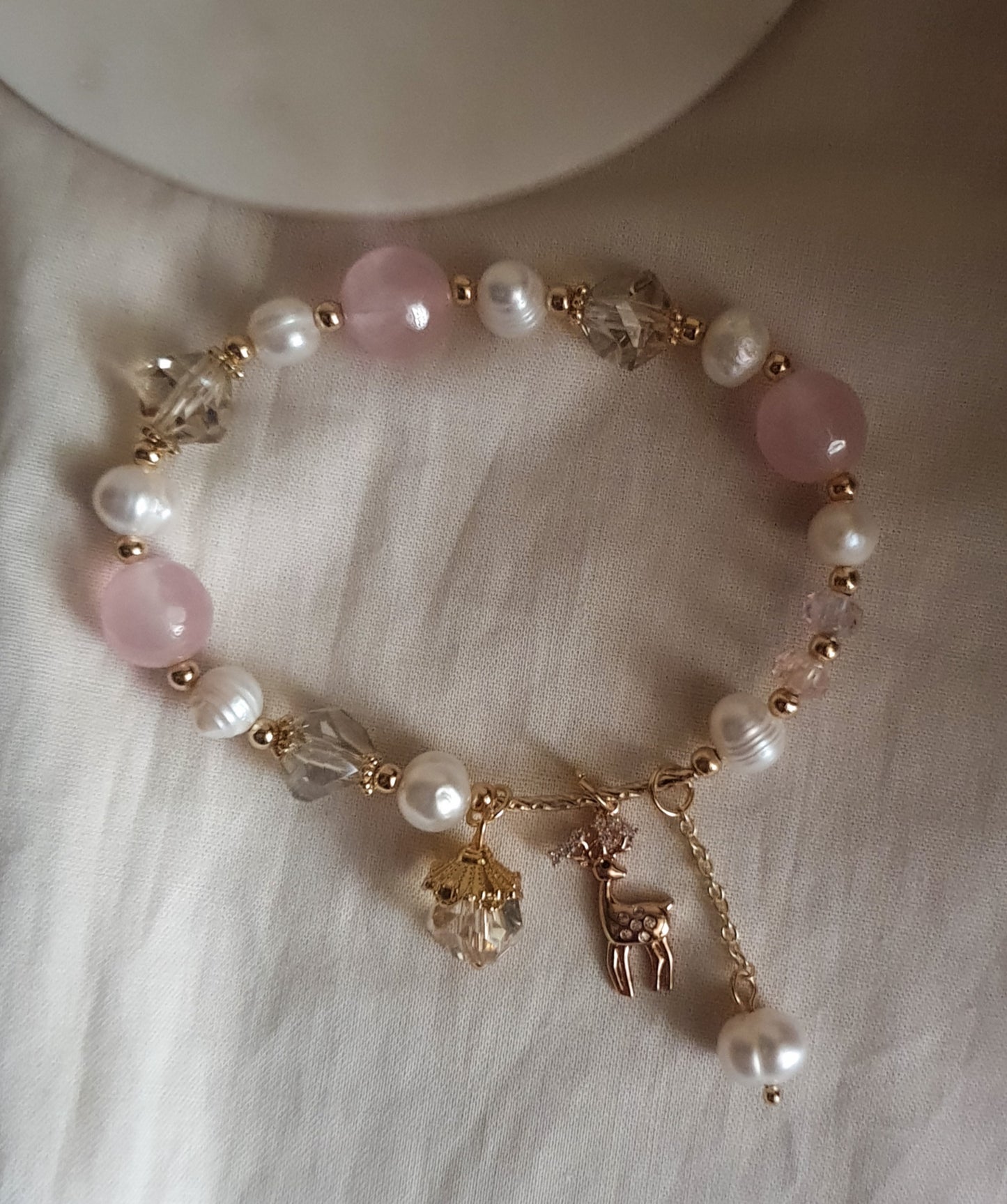 Pink Beads Charm Bracelet